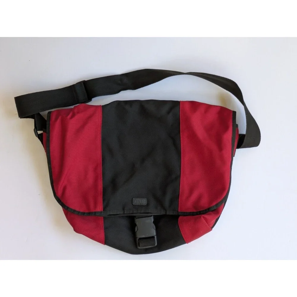 Gap Messenger Bag Vintage Crossbody School Y2K Biker Red Black Travel Nylon